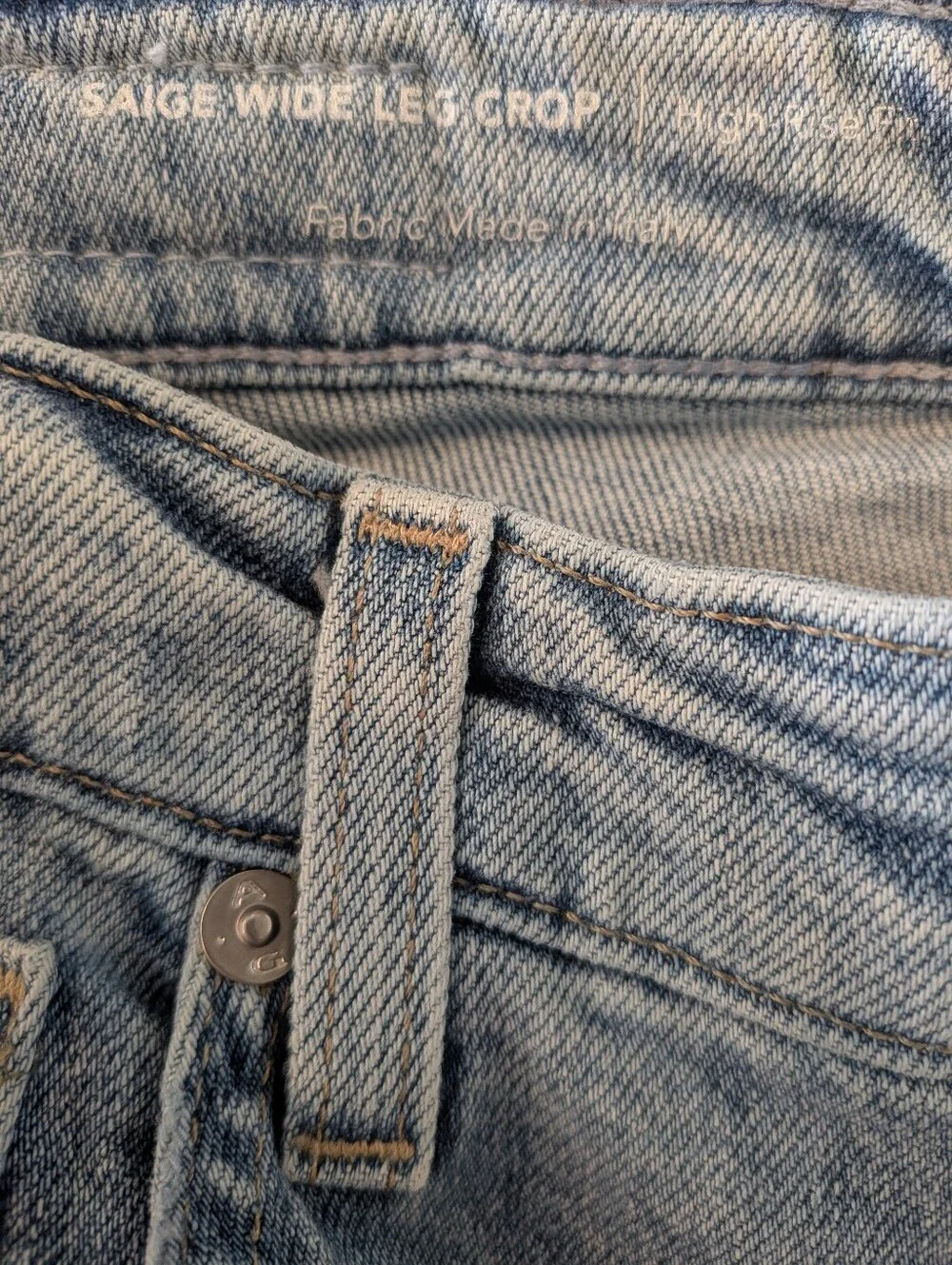 AG Saige Wide Leg Crop High Rise Jeans Eclipsed Blue Light Wash Denim Size 25